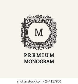 Stylish  Graceful Monogram , Elegant Line Art Logo Design In Victorian Style