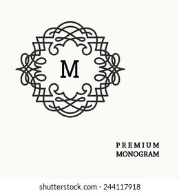Stylish  graceful monogram , Elegant line art logo design in Victorian Style