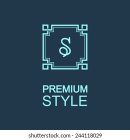 Stylish  graceful monogram , Elegant line art logo design in Art Nouveau style