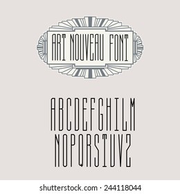Stylish  graceful monogram , Elegant line art logo design in Art Nouveau style and a set of  letters .