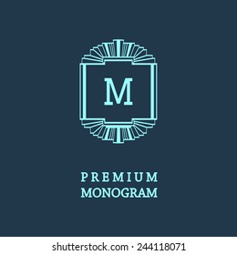 Stylish  graceful monogram , Elegant line art logo design in Art Nouveau style