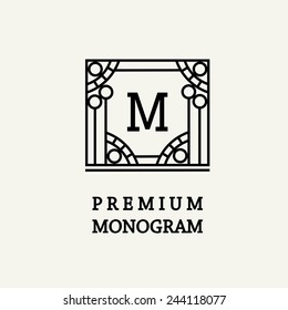 Stylish  graceful monogram , Elegant line art logo design in Art Nouveau style