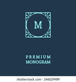 Stylish  graceful monogram , Elegant line art logo design in Art Nouveau style