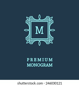 Stylish  graceful monogram , Elegant line art logo design in Art Nouveau style