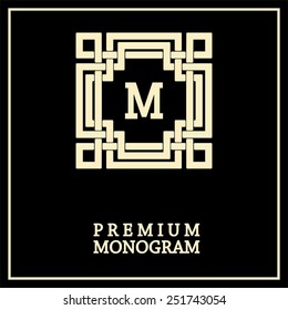 Stylish  graceful monogram , Elegant line art logo design in Art Nouveau style