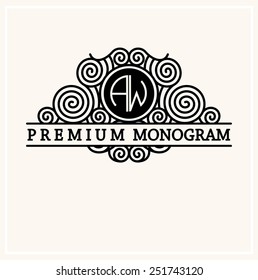 Stylish  Graceful Monogram , Elegant Line Art Logo Design In Art Nouveau Style