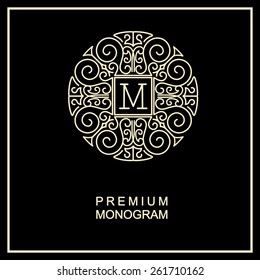 Stylish  graceful monogram , Elegant line art logo design in Art Nouveau style