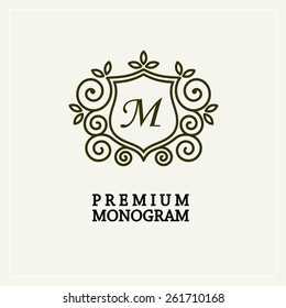 Elegant Line Art Logo Monogram Design Stock Vector (Royalty Free) 367842704