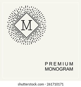 Stylish  graceful monogram , Elegant line art logo design in Art Nouveau style