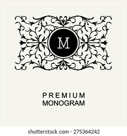 Stylish  graceful monogram , Elegant line art logo design in Art Nouveau style