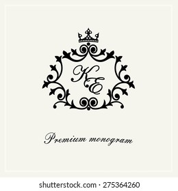 Stylish  graceful monogram , Elegant line art logo design in Victorian Style