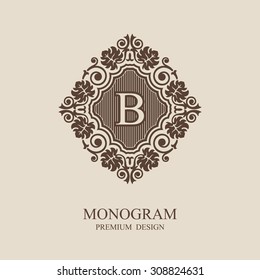 Stylish graceful monogram template, Elegant line art logo design in Art Baroque style, Vector illustration Eps 10