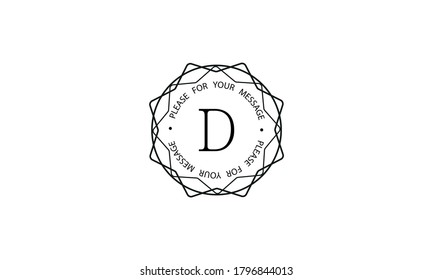 Stylish graceful monogram template with letter D. Elegant black logo design on a white background. Vector illustration of cafe, office, restaurant, business.