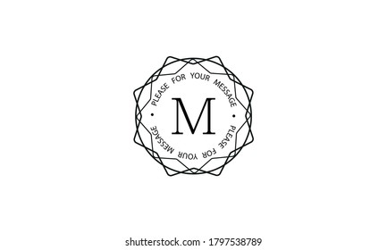 Stylish graceful monogram template with letter M. Elegant black logo design on a white background. Vector illustration of cafe, office, restaurant, business.