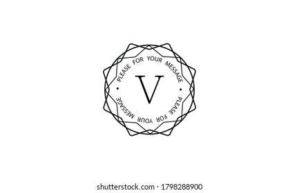 Stylish graceful monogram template with letter V. Elegant black logo design on a white background. Vector illustration of cafe, office, restaurant, business.