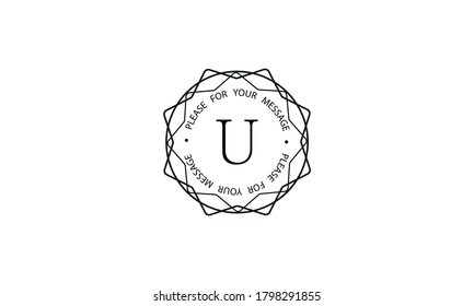 Stylish graceful monogram template with letter U. Elegant black logo design on a white background. Vector illustration of cafe, office, restaurant, business.