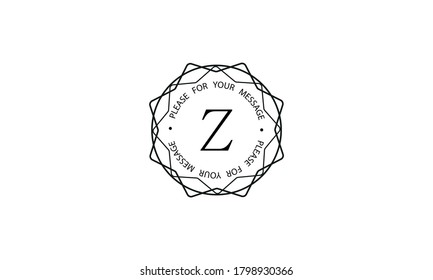 Stylish graceful monogram template with letter Z. Elegant black logo design on a white background. Vector illustration of cafe, office, restaurant, business.