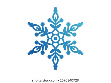 Stylish gradient blue snowflake icon with icy tones and delicate symmetry. Great for festive patterns, holiday cards, and cool winter projects.