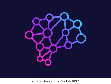 O cérebro com um gradiente de estilo em forma de wireframe representa inteligência artificial, dados neurais e tecnologia de aprendizado de máquina.