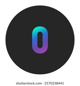 Stylish Gradient Letter o in a Black Circle, Ideal for Contemporary Design, Digital Projects, and Creative Branding