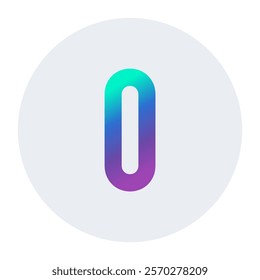 Stylish Gradient Number Zero with Vibrant Green and Purple in Soft Gray Circle