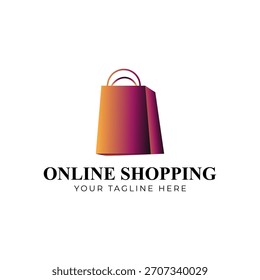 Logotipo elegante del bolso de compras del gradiente para la venta al por menor en línea moderna y el comercio digital