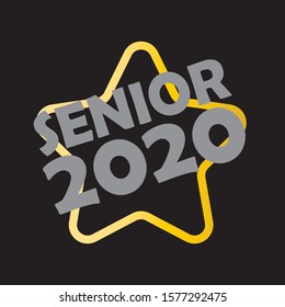 Stylish graduate design for printing on t-shirts, robes. Vector illustration of College, school graduation logo for holiday event or party. A graduate of the senior 2020 written gradient gold.