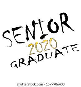 Stylish graduate design for printing on t-shirts, robes. Vector illustration of College, school graduation logo for holiday event or party. A graduate of the senior 2020 written gradient gold.