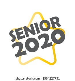 Stylish graduate design for printing on t-shirts, robes. Vector illustration of College, school graduation logo for holiday event or party. A graduate of the senior 2020 written gradient gold.