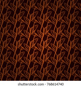 Stylish graphic design. Orange, red and brown background. Seamless abstract floral pattern. Geometric flower vector ornament.