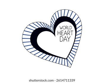Stylish graphic heart design celebrates World Heart Day. A stylized heart shape, featuring intricate black and gray outlines, with an orange-yellow interior and black accents, highlights World Heart D