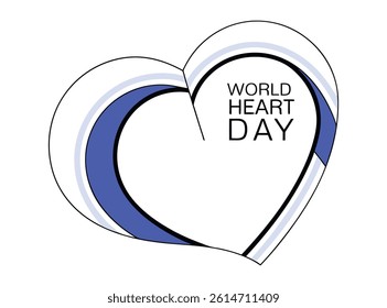 Stylish graphic heart design celebrates World Heart Day. A stylized heart shape, featuring intricate black and gray outlines, with an orange-yellow interior and black accents, highlights World Heart D