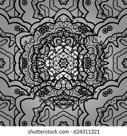 Stylish graphic pattern. Floral pattern. Wallpaper baroque, damask. Seamless vector background. White elements on gray background.