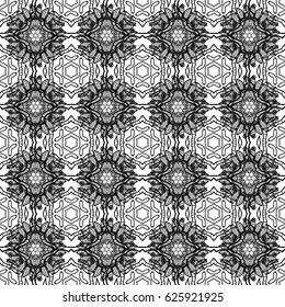Stylish graphic pattern. Seamless vector background. Wallpaper baroque, damask. Dim elements on gray background. Floral pattern.