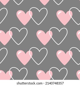 Stylish graphic seamless pattern with hearts.  Sketchy background for wrapping paper, fabrics, wallpapers, postcards and more.