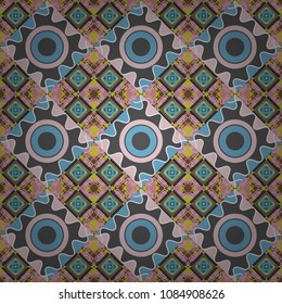 Stylish gray, blue and pink texture. Vector abstract geometric background. Seamless pattern with rhombus and polygons forming abstract wallpaper.