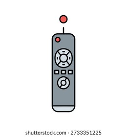Stylish gray television remote control with red indicator and navigation buttons for modern entertainment systems