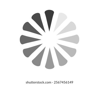 Stylish grayscale circular loading icon. Perfect for websites, apps, or presentations needing a clean, modern loading animation.  Ideal for indicating progress, process, or loading status.