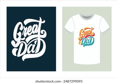 Stylish Great Dad calligraphy with simple ornament on white background Modern vector illustration perfect for unique and elegant T-shirt design