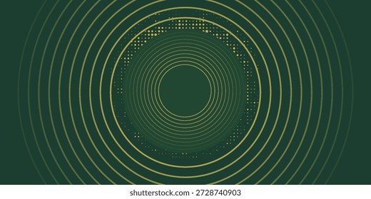 Fundo verde elegante com círculos de ouro e detalhes abstratos perfeito para convites de projetos de luxo cartazes e apresentações elegantes