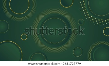 Stylish green background featuring gold circles and abstract details perfect for luxury designs invitations posters and elegant presentations