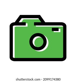 Stylish green camera icon. Vector.