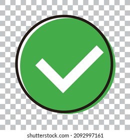 Stylish Green Check Mark Icon With Transparent Background. Vector.