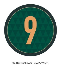 Stylish Green Circle with Gold Number 9 and Dark Border for Modern Decorative Uses