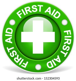 Stylish green "first aid" badge