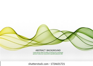 
Stylish green horizontal wave. Abstract smoky wave line background