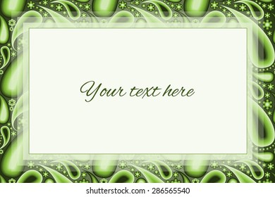 Stylish green paisley background with a gradient text box