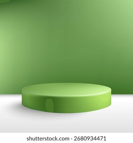 Podio verde con estilo en un fondo de estudio con una sombra suave para la publicidad. Eps 10