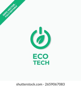 Stylish green power button with a leaf symbol, reflecting eco startups, clean energy innovation, sustainable products, and modern power branding aesthetics.