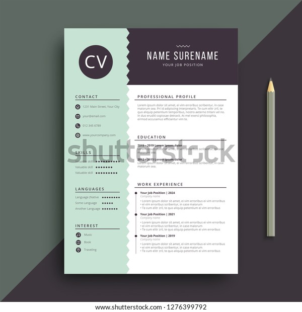 Stylish Green Professional Cv Resume Template Stock Vector (Royalty Stylish Green Professional Cv Resume Template Stock Vector (Royalty